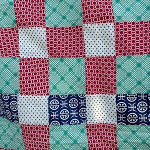 Vintage 9 Patch Quilt Top Flour Feed Sack Ready to Finish 92x72